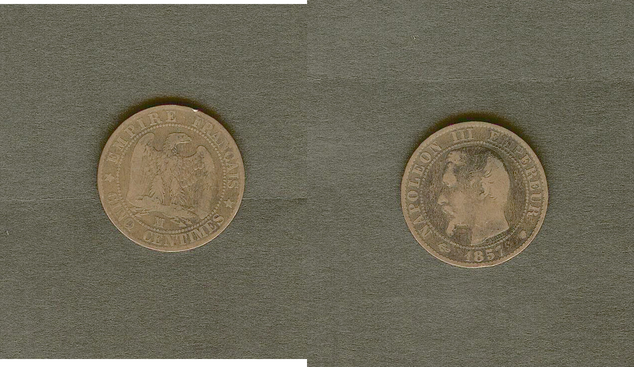 5 centimes Napoleon III 1857MA aVF
